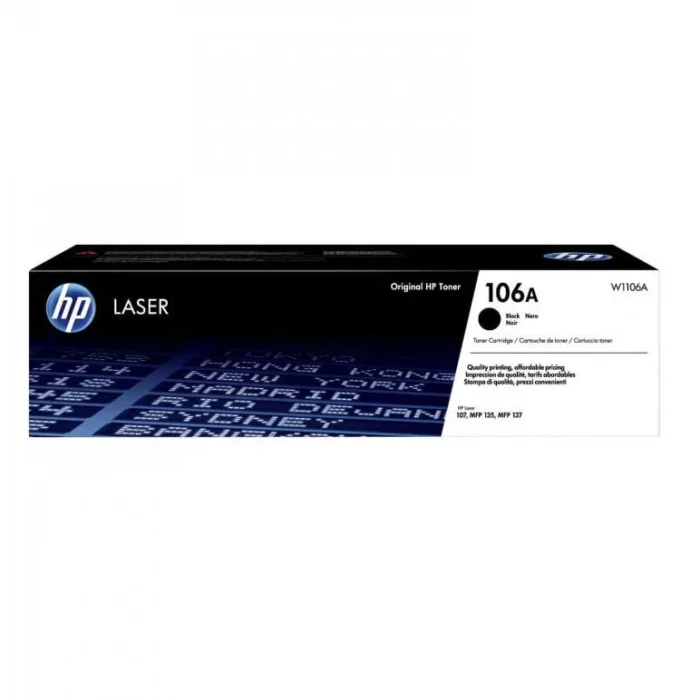 HP 106A Black Original Laser Toner Cartridge, W1106A