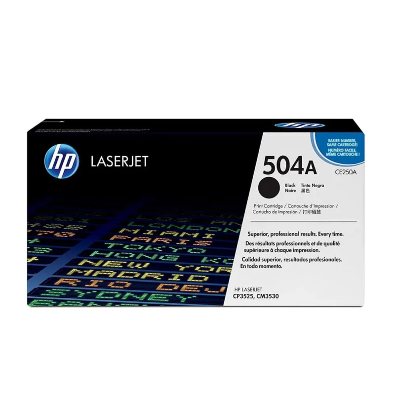 HP 504A Black Original LaserJet Toner Cartridge, CE250A