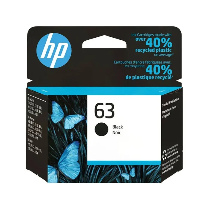 HP 63 Black Original Ink Cartridge, F6U62AN