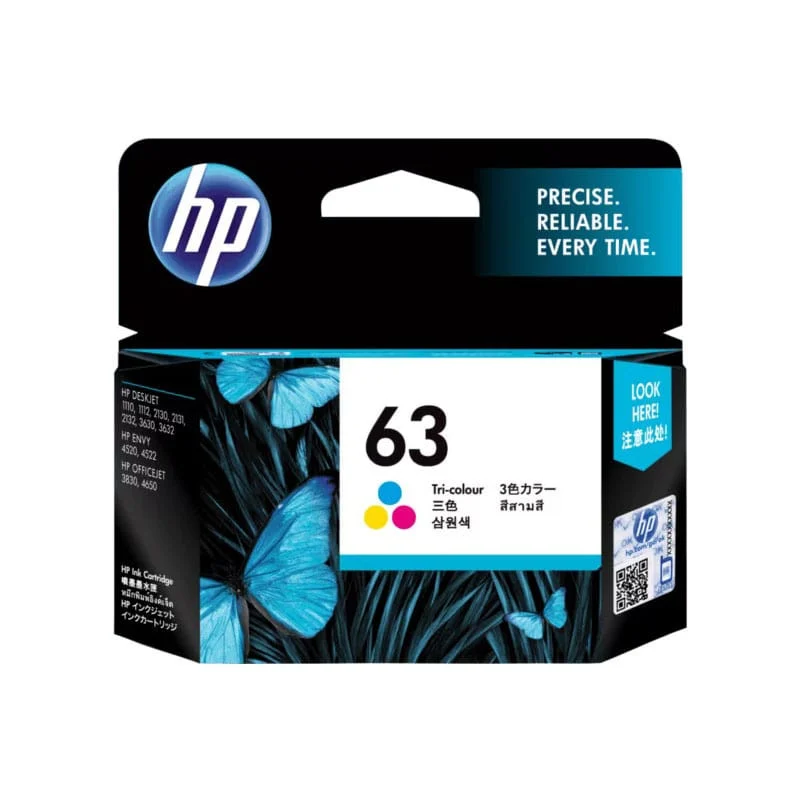 HP 63 Tri-Color Original Ink Cartridge, F6U61AA
