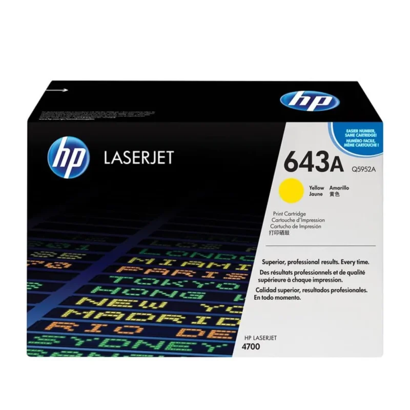 HP 643A Yellow Original LaserJet Toner Cartridge, Q5952A