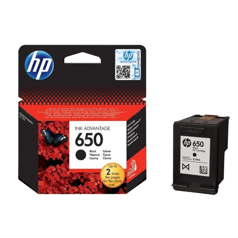 HP 650 Black Original Ink Advantage Cartridge, CZ101AE