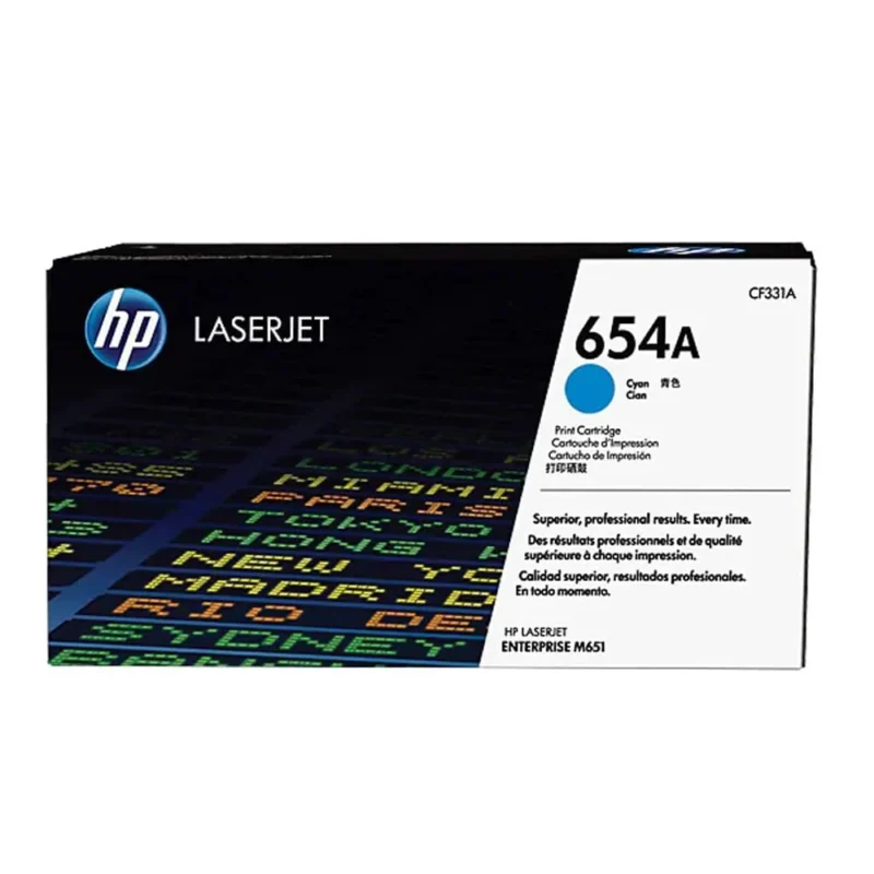 HP 654A Cyan Original LaserJet Toner Cartridge, CF331A