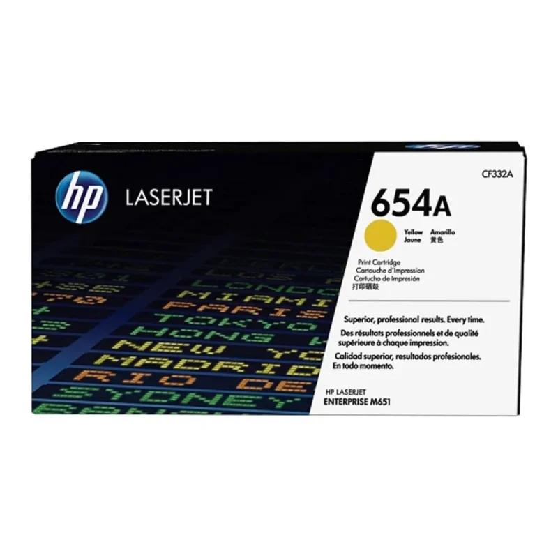 HP 654A Yellow Original LaserJet Toner Cartridge, CF332A