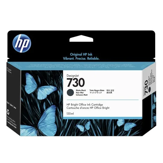 HP 730 130-ML Matte Black Designjet Original Ink Cartridge, P2V65A