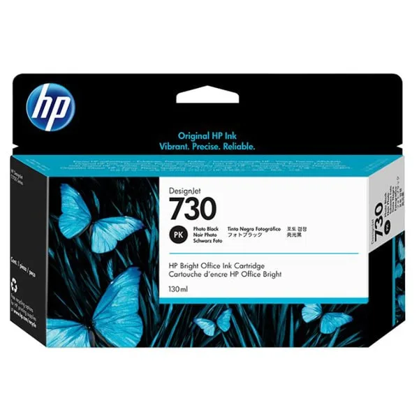 HP 730 130-ML Photo Black Designjet Original Ink Cartridge, P2V67A