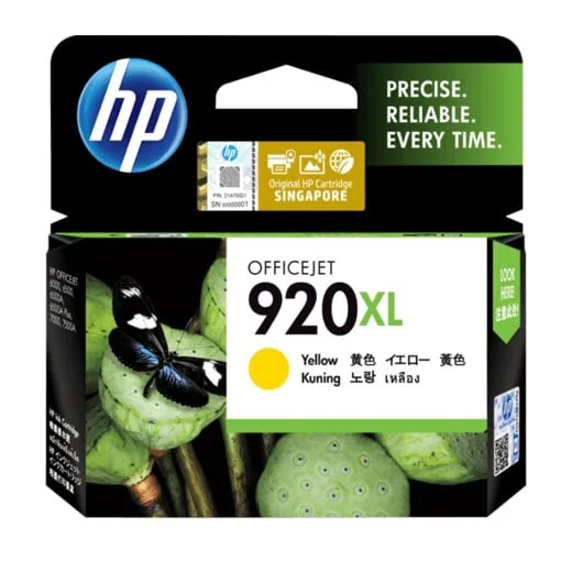 HP 920XL High Yield Yellow Original Ink Cartridge, CD974AE