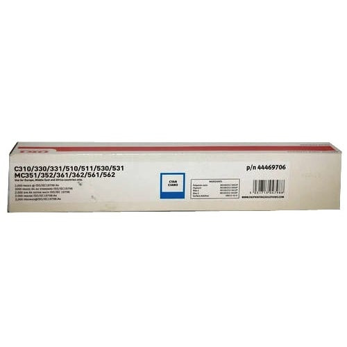 OKI C310, C330, C331, C510, C511, C530, C531, MC351, MC352, MC362, MC561, MC562 Cyan Original Toner Cartridge