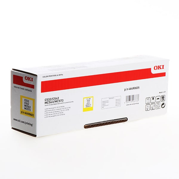 OKI C532, C542, MC563, MC573 Yellow Original High Capacity Toner Cartridge (46490605 / 46490629)